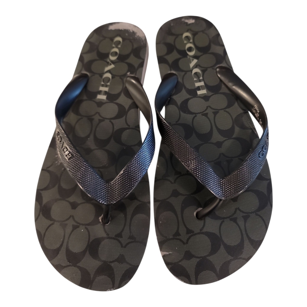 Coach Black Signature Flip Flops